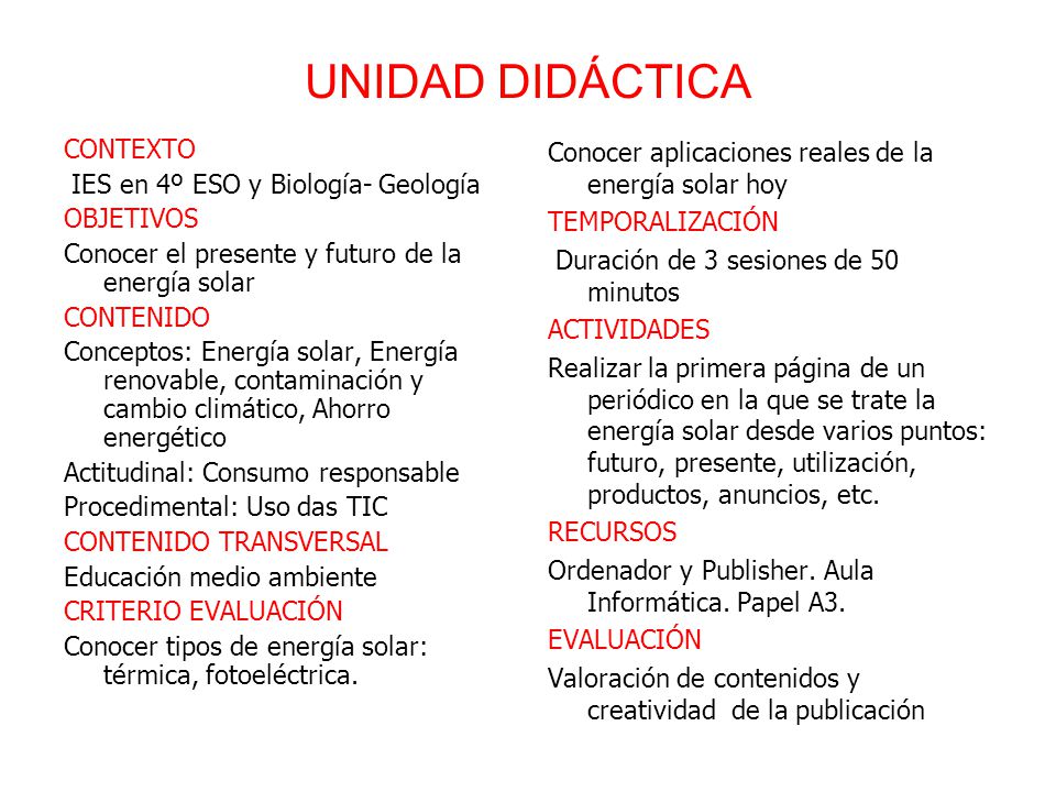 UNIDAD DIDÁCTICA CONTEXTO IES en 4º ESO y Biología- Geología OBJETIVOS