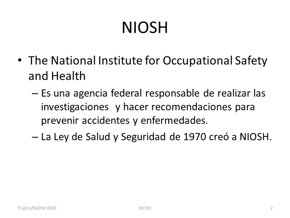 NIOSH The National Institute for Occupational Safety and Health