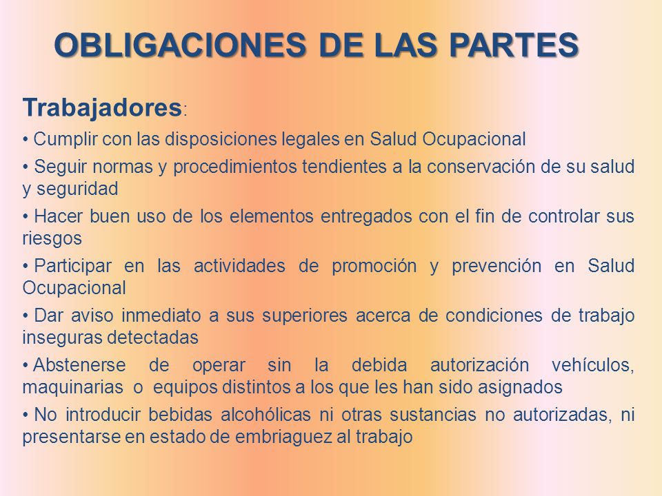 OBLIGACIONES DE LAS PARTES