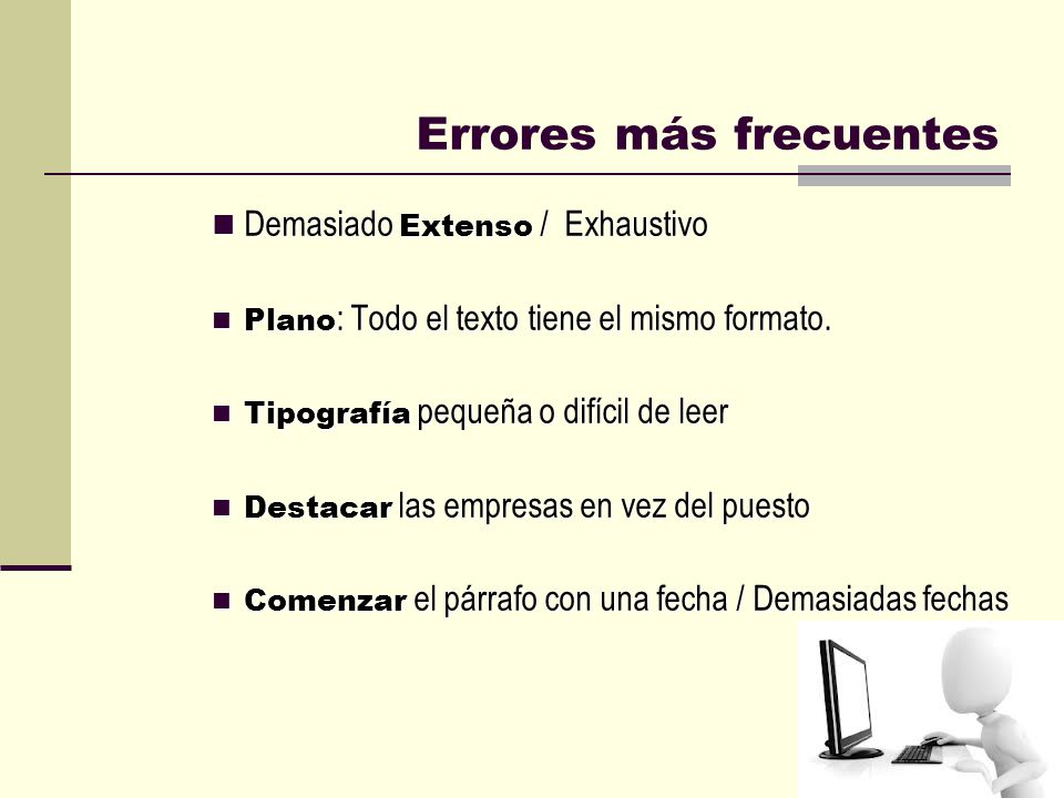 Errores más frecuentes
