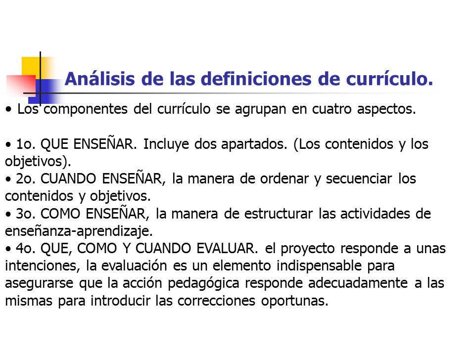 Análisis de las definiciones de currículo.
