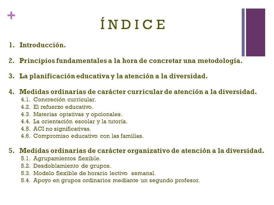 Í N D I C E 1. Introducción. 2. Principios fundamentales a la hora de concretar una metodología.