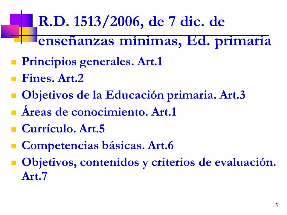 R.D. 1513/2006, de 7 dic. de enseñanzas mínimas, Ed. primaria
