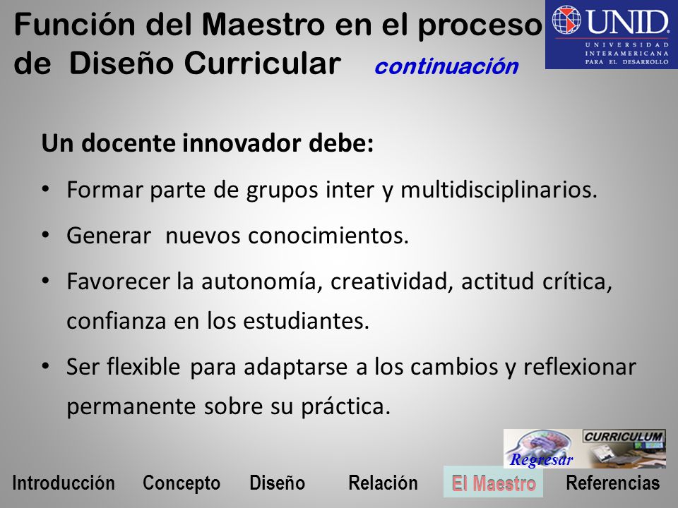 Función del Maestro en el proceso de Diseño Curricular continuación