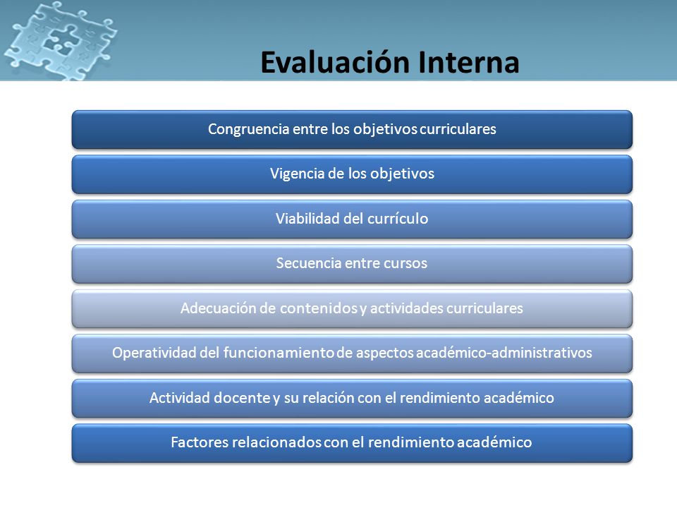 Evaluación Interna Factores relacionados con el rendimiento académico