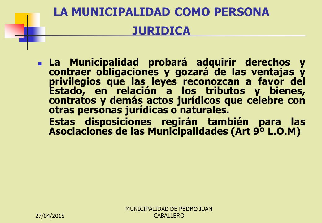 LA MUNICIPALIDAD COMO PERSONA JURIDICA