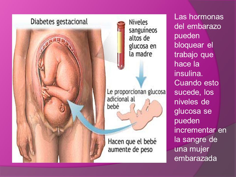 Las hormonas del embarazo pueden bloquear el trabajo que hace la insulina.