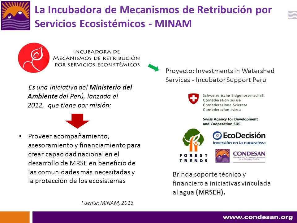 La Incubadora de Mecanismos de Retribución por Servicios Ecosistémicos - MINAM