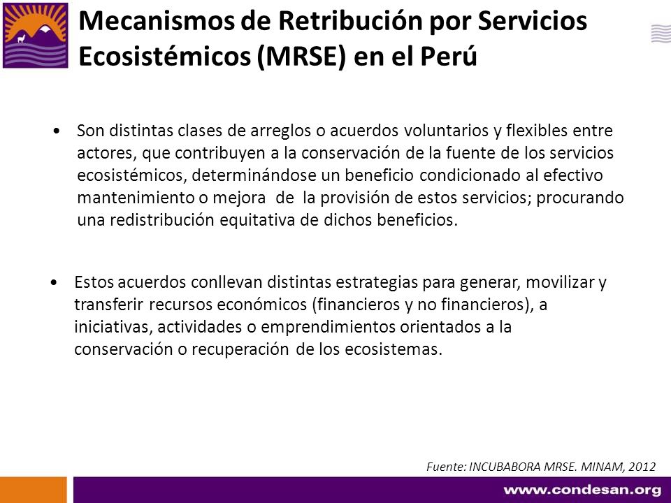 Mecanismos de Retribución por Servicios Ecosistémicos (MRSE) en el Perú