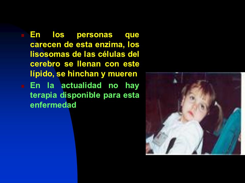 En los personas que carecen de esta enzima, los lisosomas de las células del cerebro se llenan con este lípido, se hinchan y mueren