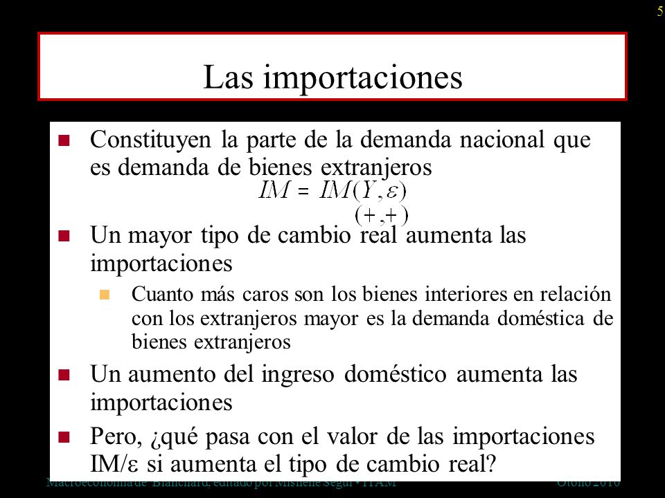 Las importaciones Constituyen la parte de la demanda nacional que es demanda de bienes extranjeros.