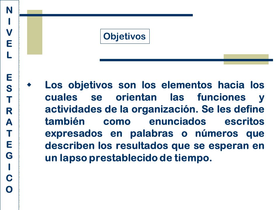 N I. V. E. L. S. T. R. A. G. C. O. Objetivos.