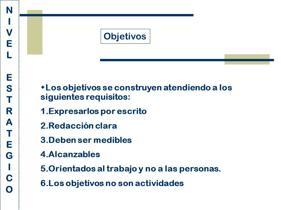 N I V E L Objetivos S T R A G C O