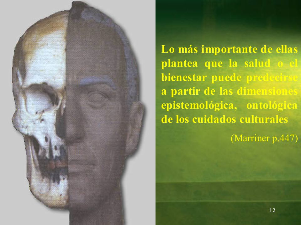 Lo más importante de ellas plantea que la salud o el bienestar puede predecirse a partir de las dimensiones epistemológica, ontológica de los cuidados culturales