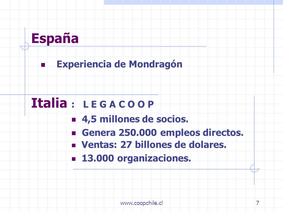 España Italia Experiencia de Mondragón : L E G A C O O P