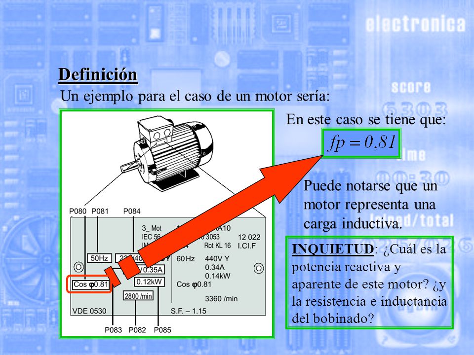 Definición Un ejemplo para el caso de un motor sería: