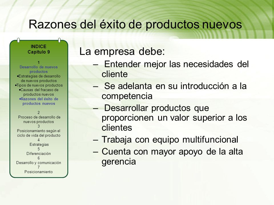 Razones del éxito de productos nuevos