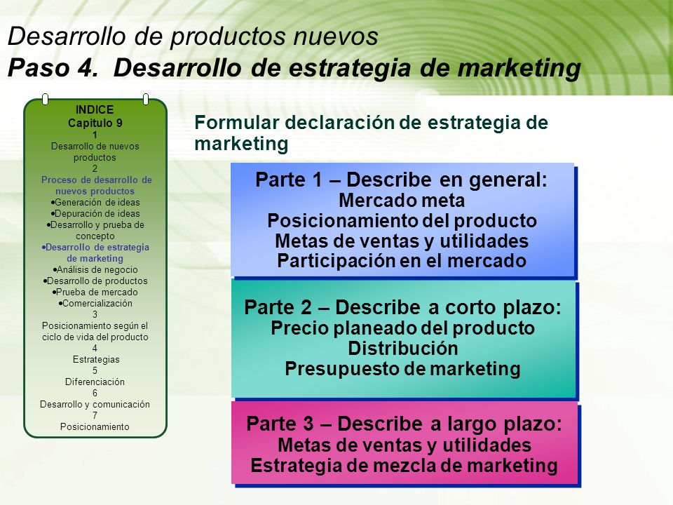 Desarrollo de productos nuevos Paso 4