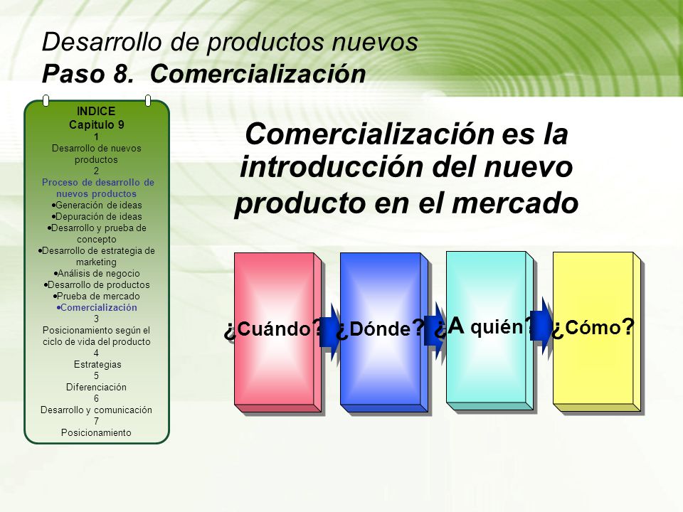 Desarrollo de productos nuevos Paso 8. Comercialización