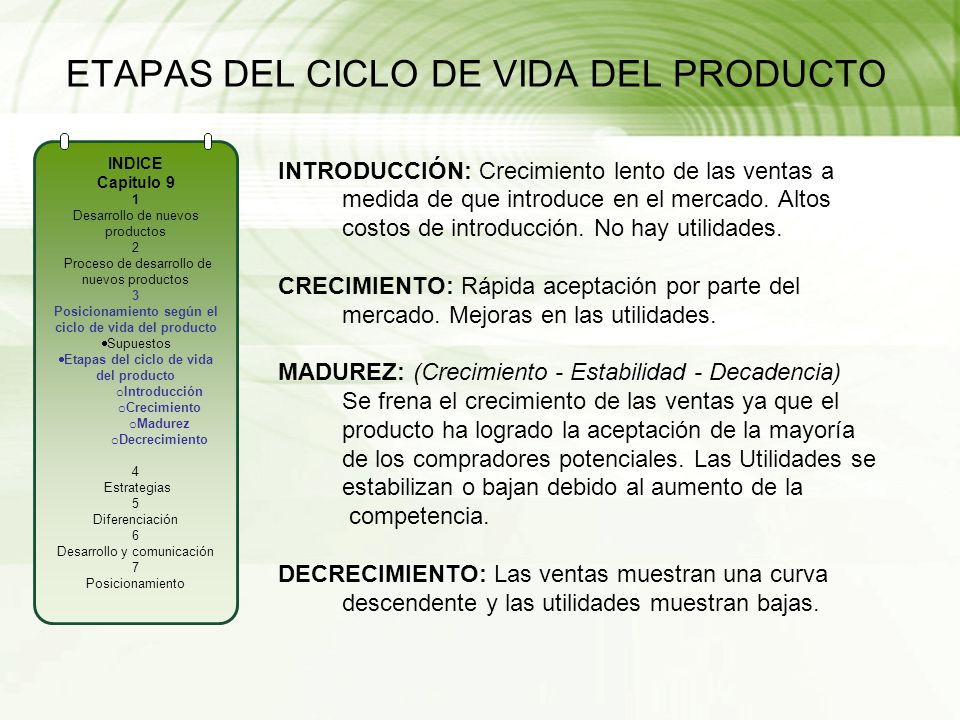 ETAPAS DEL CICLO DE VIDA DEL PRODUCTO