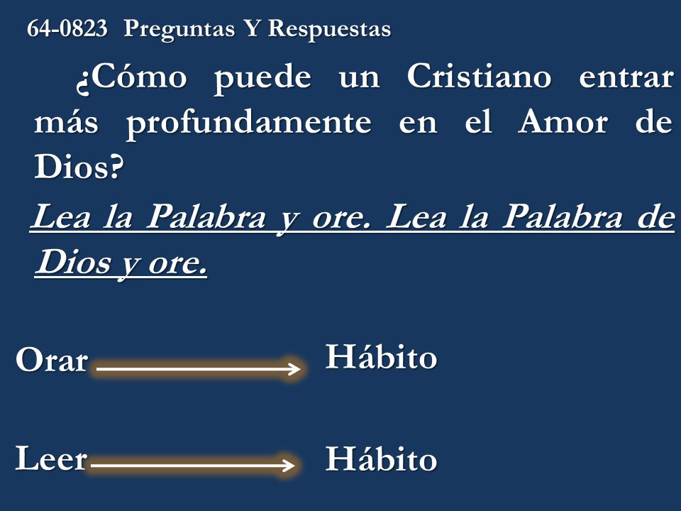 Preguntas Y Respuestas ¿Cómo puede un Cristiano entrar más profundamente en el Amor de Dios Lea la Palabra y ore. Lea la Palabra de Dios y ore. Orar Leer