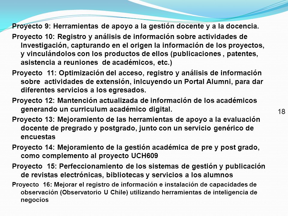 Proyecto 9: Herramientas de apoyo a la gestión docente y a la docencia.