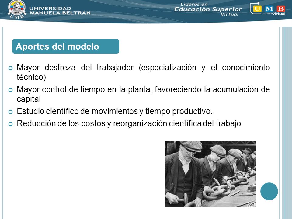 Aportes del modelo Mayor destreza del trabajador (especialización y el conocimiento técnico)