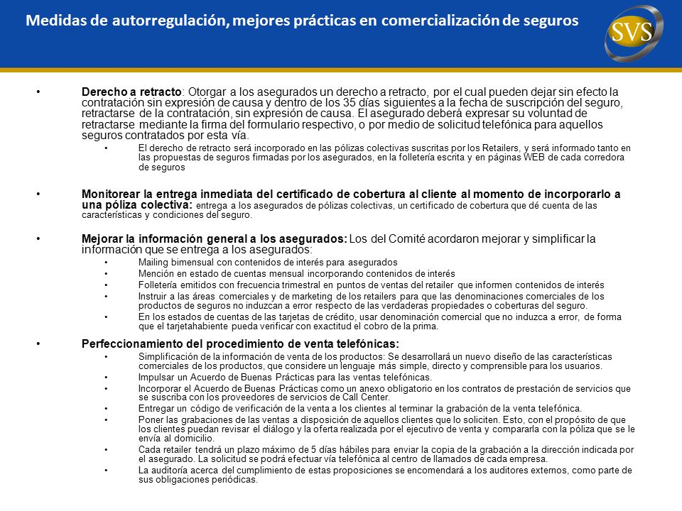 Medidas de autorregulación, mejores prácticas en comercialización de seguros