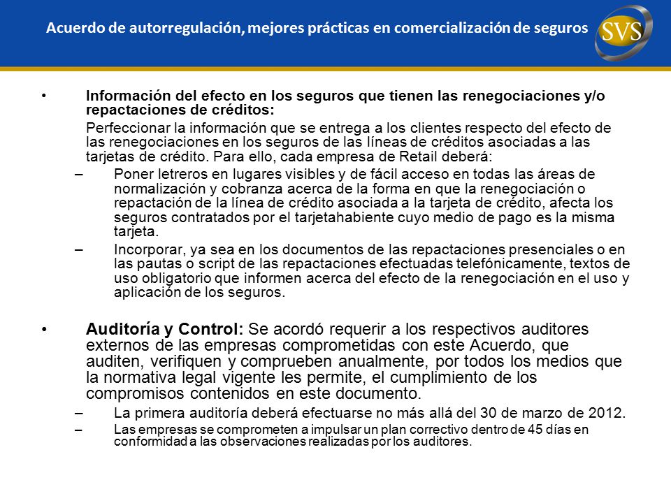 Acuerdo de autorregulación, mejores prácticas en comercialización de seguros