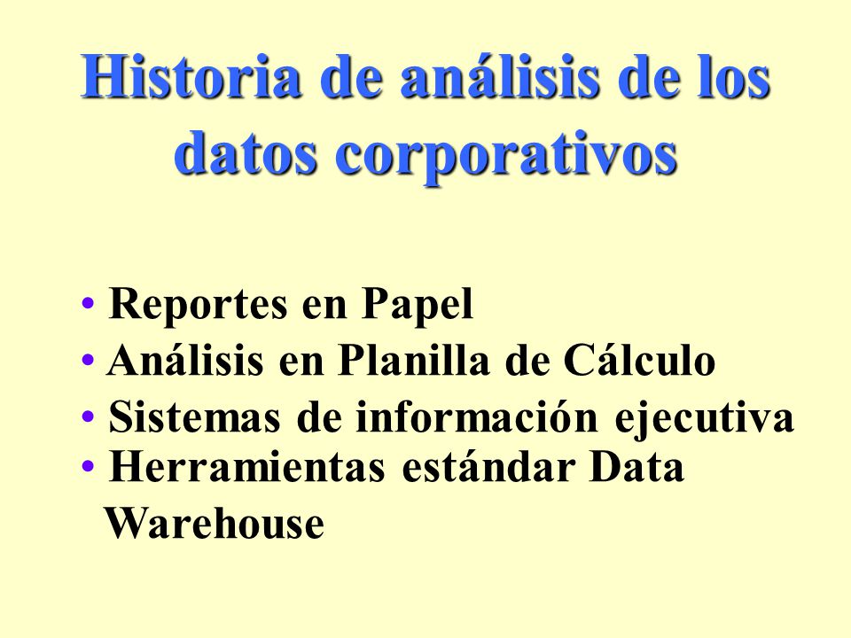 Historia de análisis de los datos corporativos