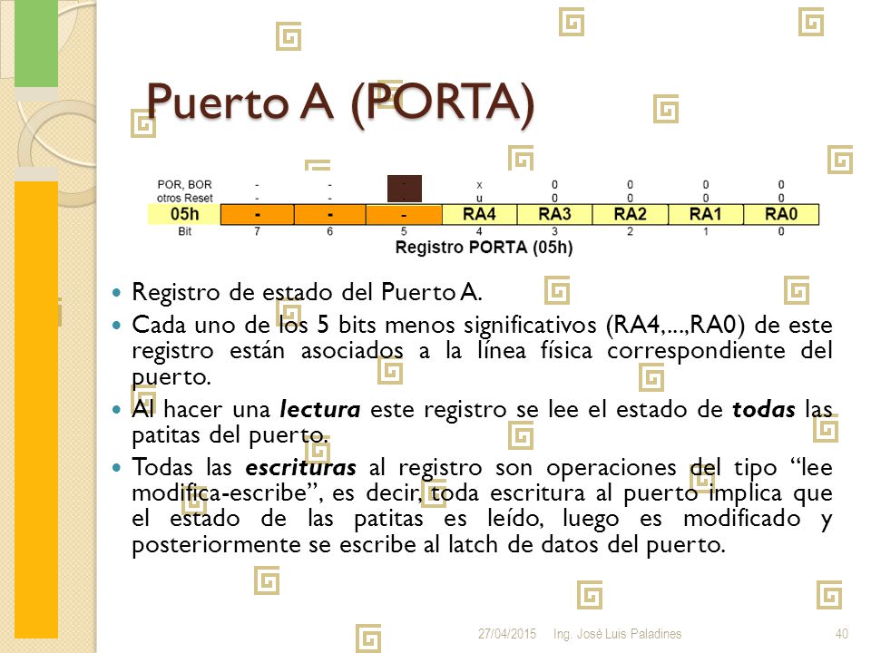 Puerto B El puerto B es un puerto digital de 8 bits.