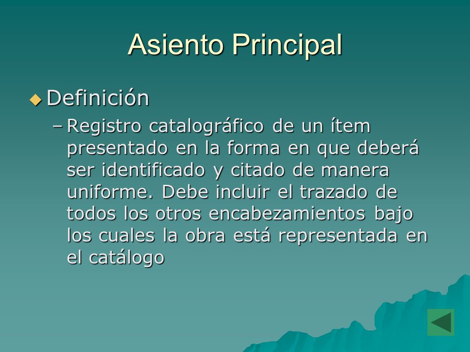 Asiento Principal Definición