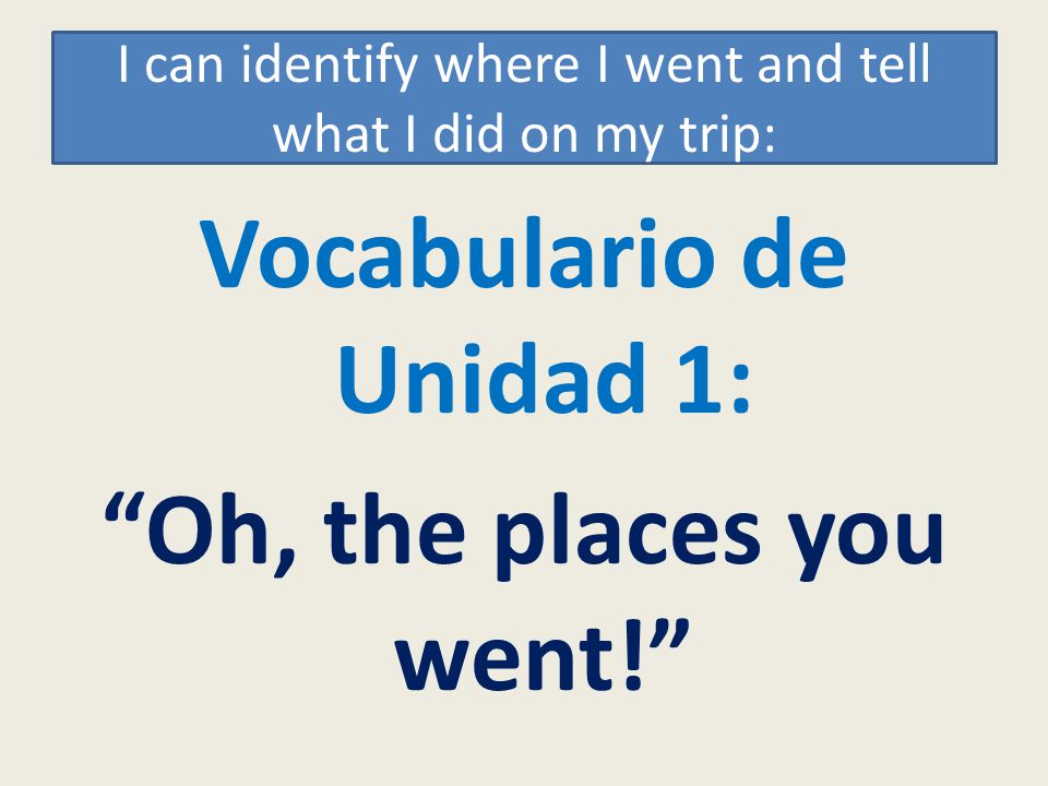 I can identify where I went and tell what I did on my trip: