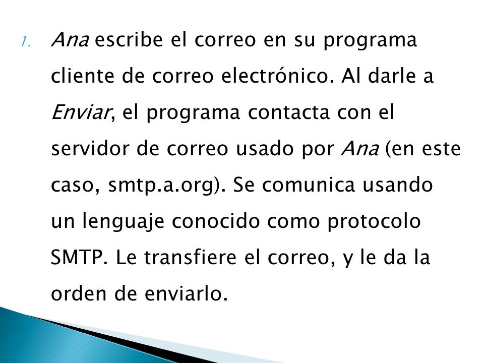 Ana escribe el correo en su programa cliente de correo electrónico