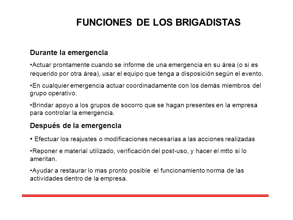 FUNCIONES DE LOS BRIGADISTAS
