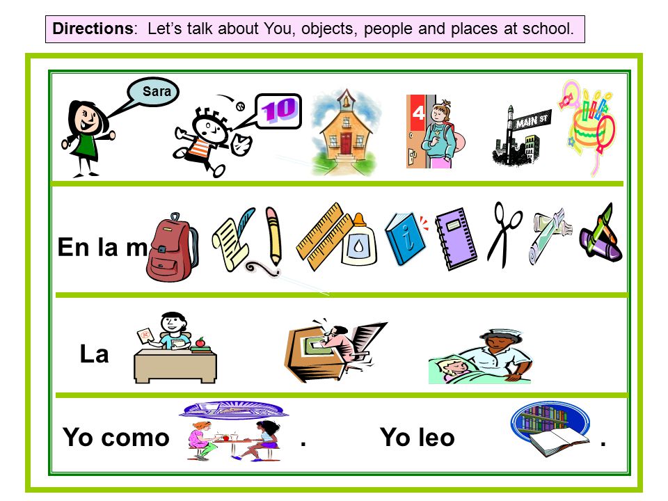 Directions: Let’s talk about You, objects, people and places at school.