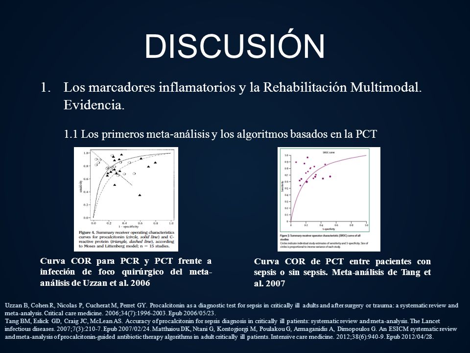 DISCUSIÓN Los marcadores inflamatorios y la Rehabilitación Multimodal. Evidencia. 1.1 Los primeros meta-análisis y los algoritmos basados en la PCT.