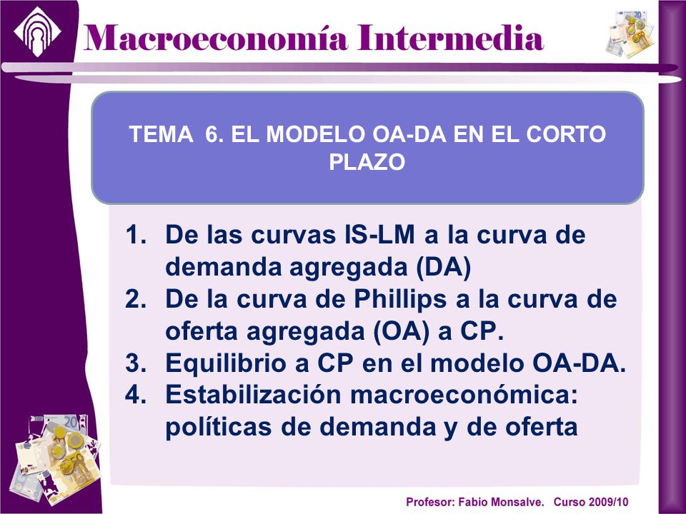 TEMA 6. EL MODELO OA-DA EN EL CORTO PLAZO
