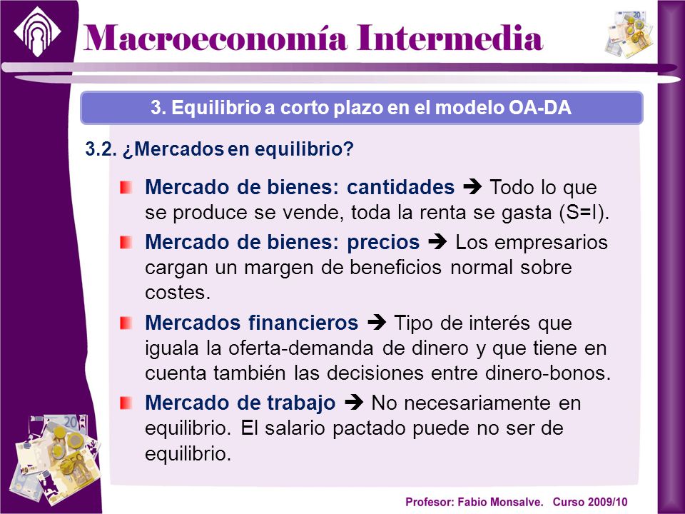3. Equilibrio a corto plazo en el modelo OA-DA