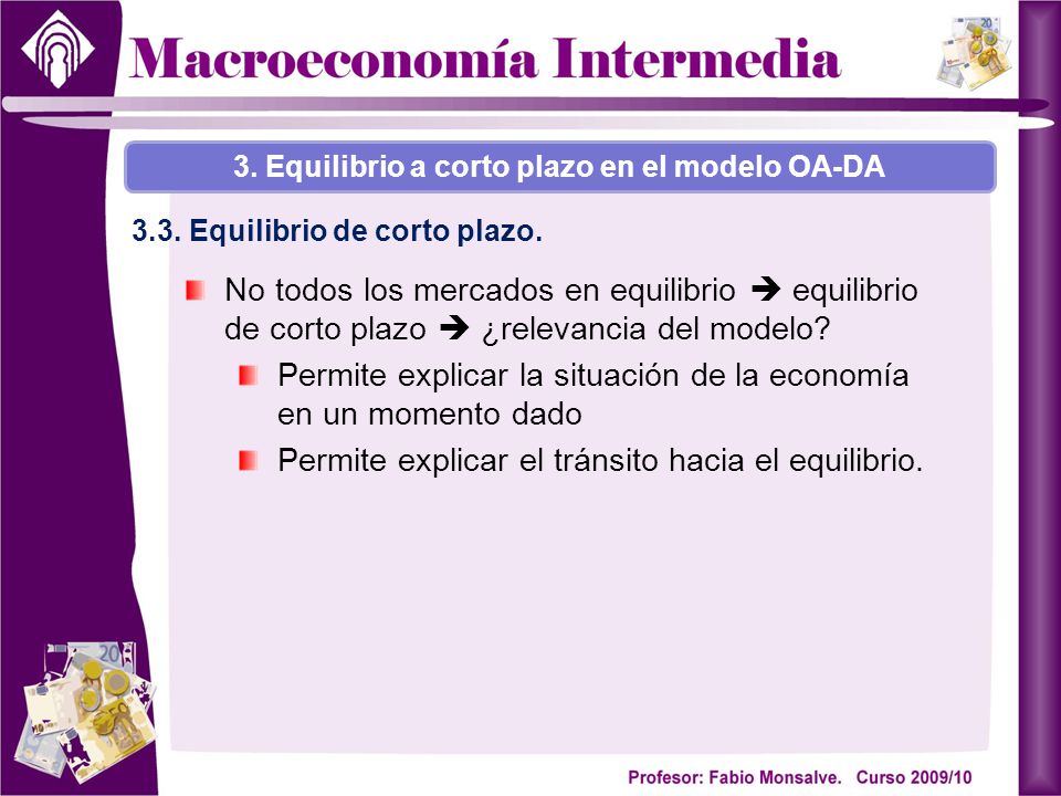 3. Equilibrio a corto plazo en el modelo OA-DA