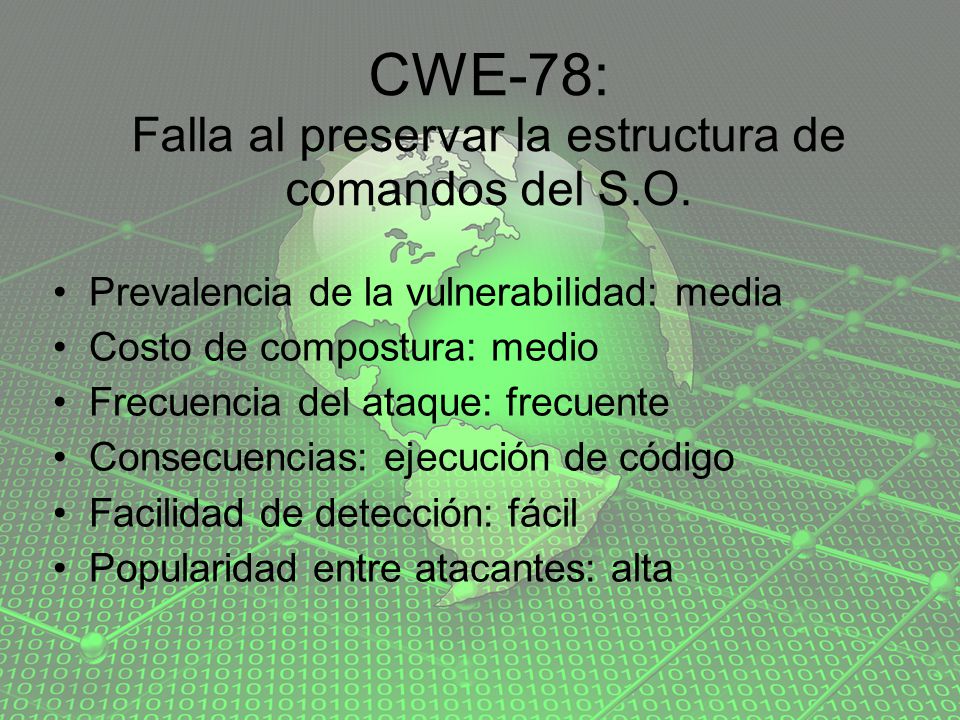CWE-78: Falla al preservar la estructura de comandos del S.O.