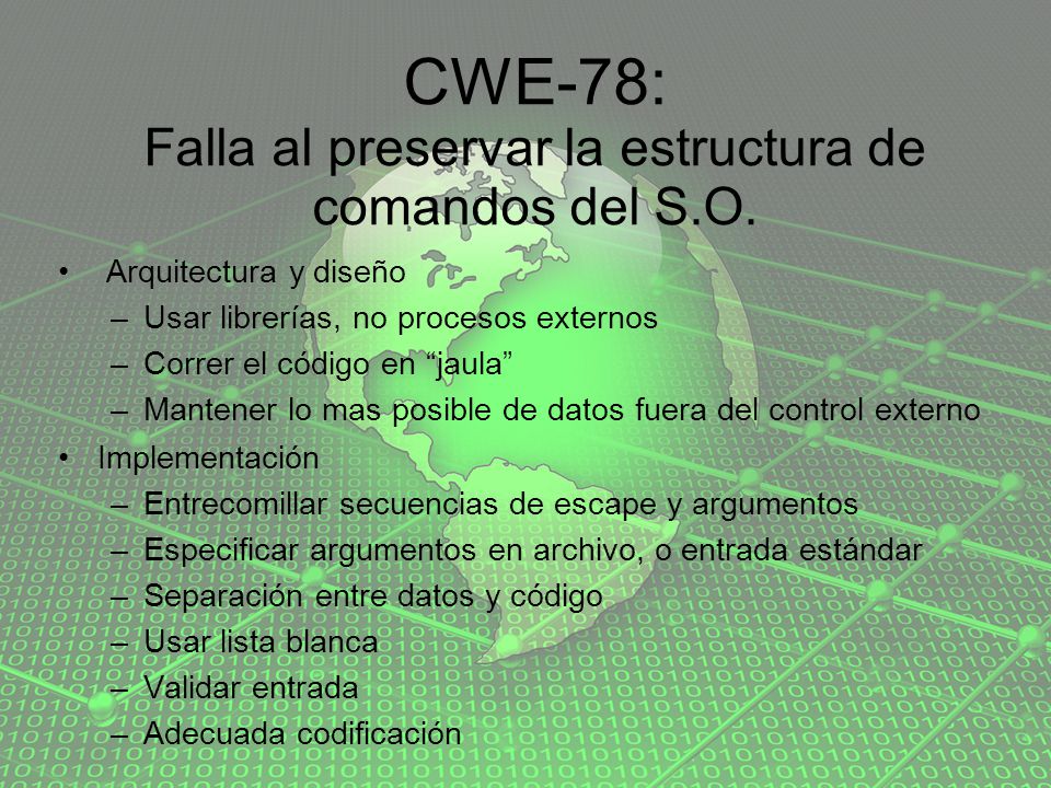 CWE-78: Falla al preservar la estructura de comandos del S.O.