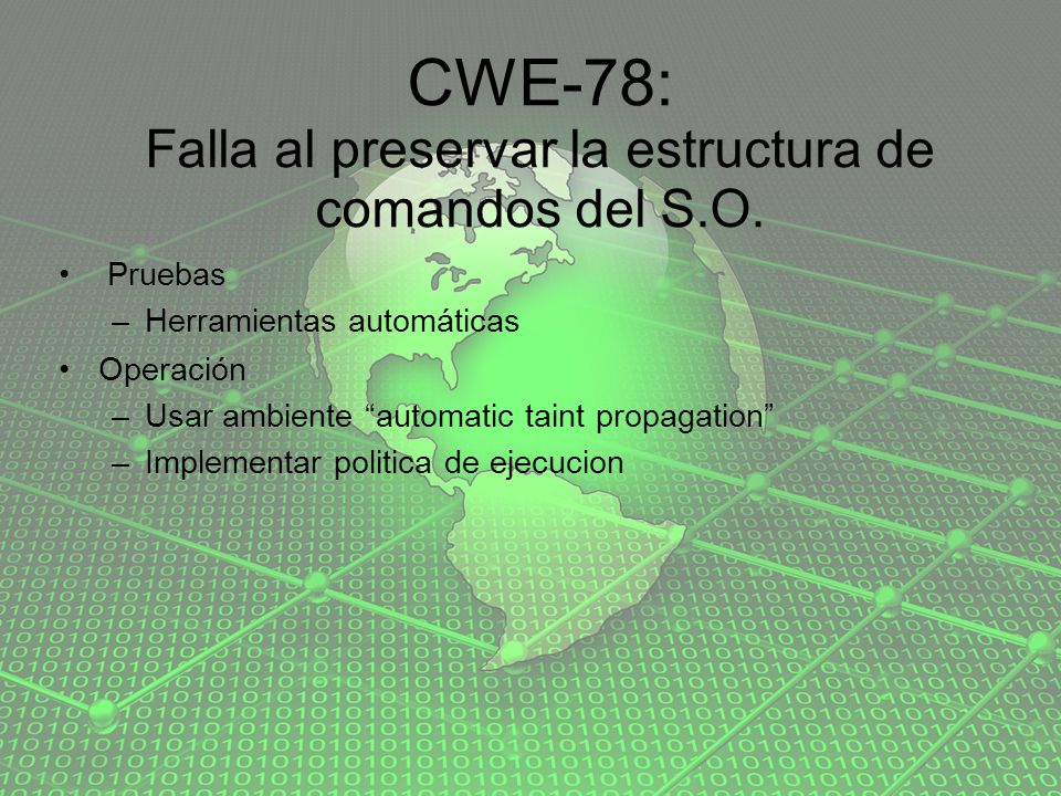 CWE-78: Falla al preservar la estructura de comandos del S.O.
