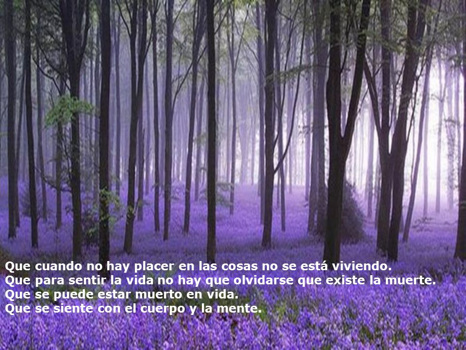 Que cuando no hay placer en las cosas no se está viviendo.