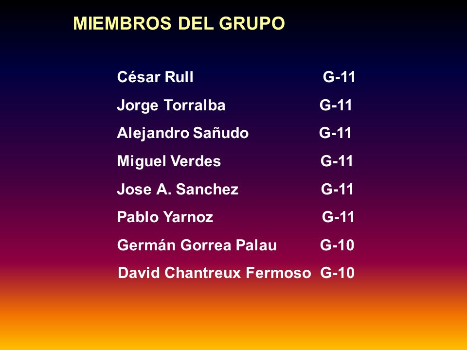 MIEMBROS DEL GRUPO César Rull G-11 Jorge Torralba G-11