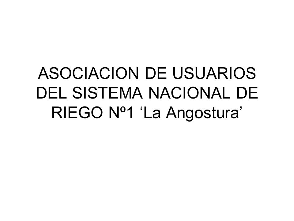ASOCIACION DE USUARIOS DEL SISTEMA NACIONAL DE RIEGO Nº1 ‘La Angostura’