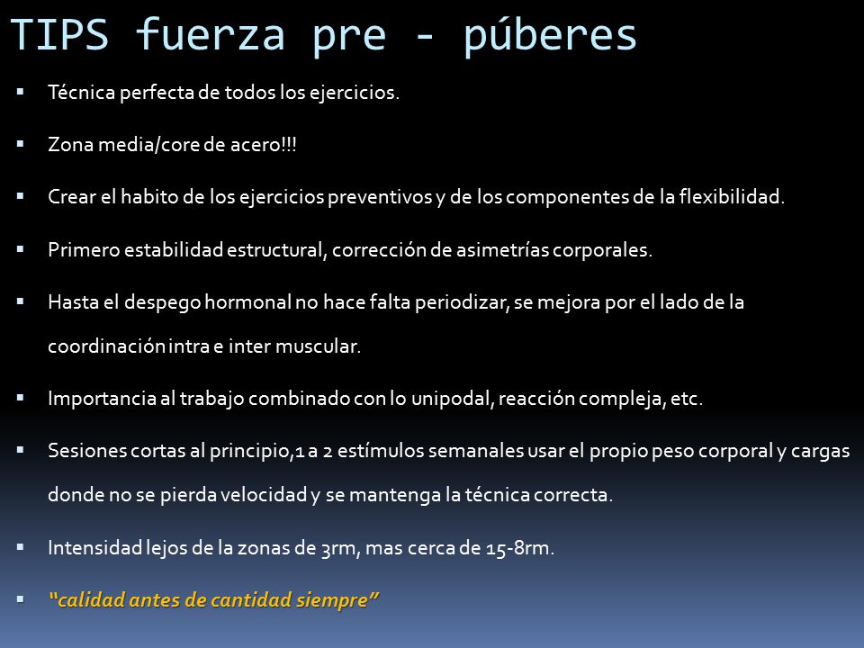 TIPS fuerza pre - púberes