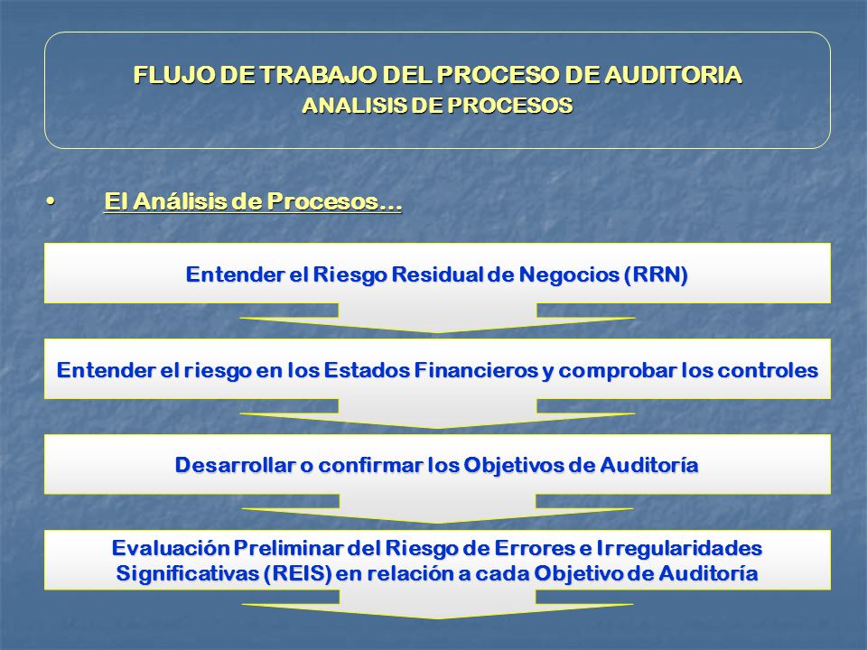 FLUJO DE TRABAJO DEL PROCESO DE AUDITORIA ANALISIS DE PROCESOS