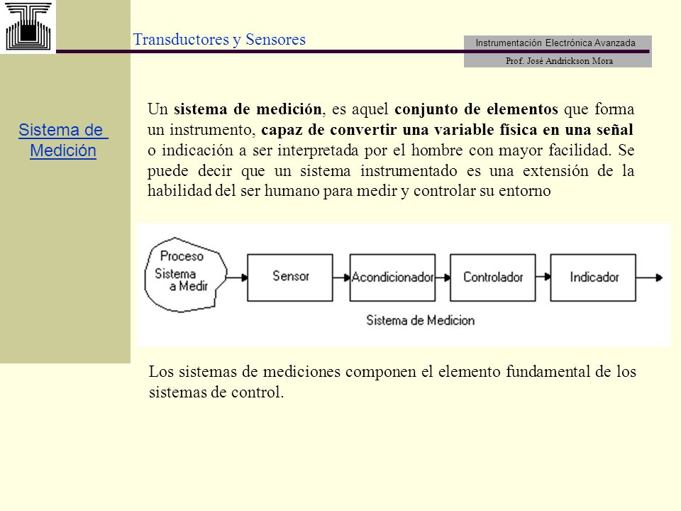 Un sistema de medición, es aquel conjunto de elementos que forma un instrumento, capaz de convertir una variable física en una señal o indicación a ser interpretada por el hombre con mayor facilidad. Se puede decir que un sistema instrumentado es una extensión de la habilidad del ser humano para medir y controlar su entorno