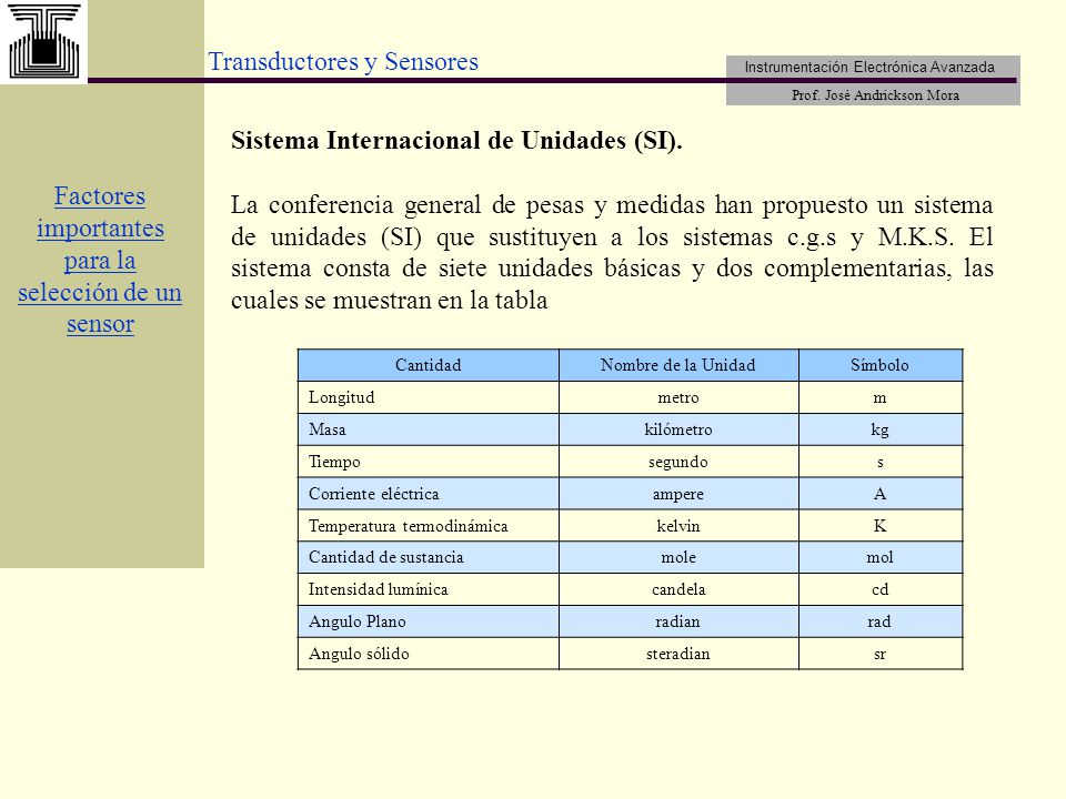 Factores importantes para la selección de un sensor